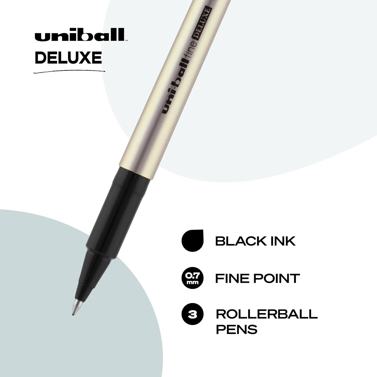 Uniball Deluxe Rollerball Pen,0.7MM Fine Point,3 Pack