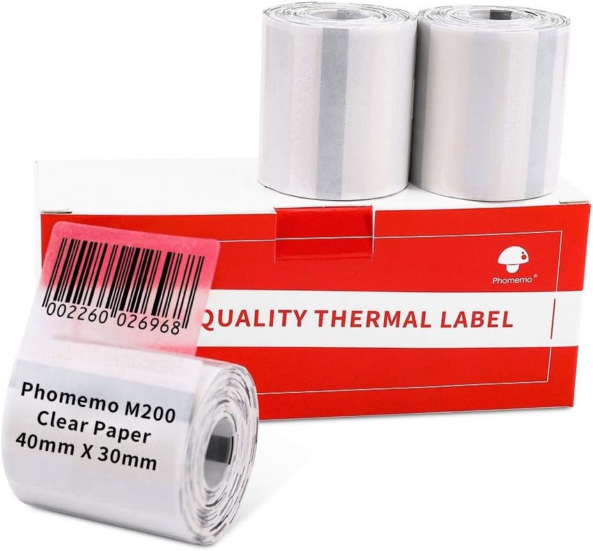 Phomemo M200/M110S Clear Adhesive Thermal Label,40mm X 30mm