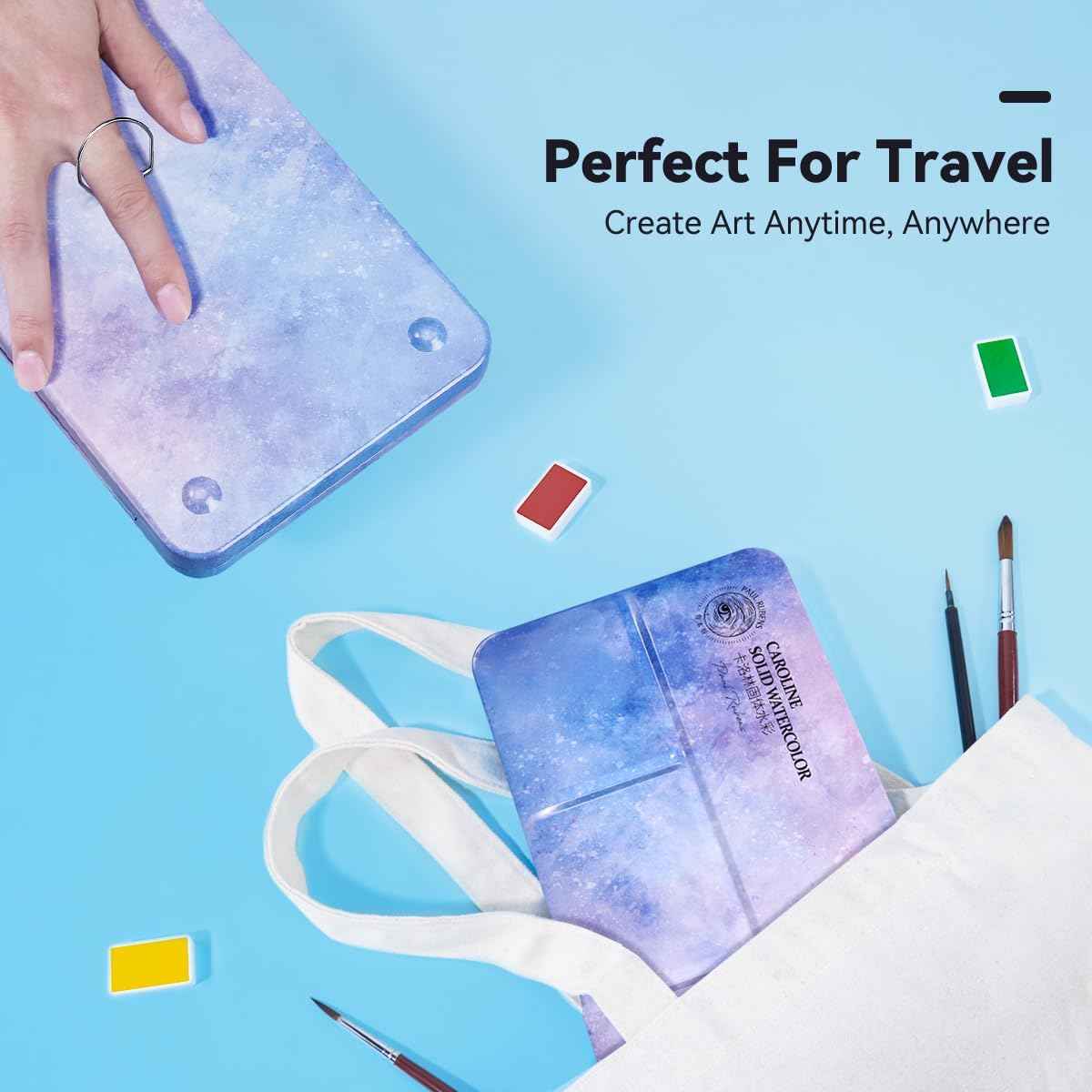 Paul Rubens Watercolor Paint Set Full Pan, 24 Vivid Colors