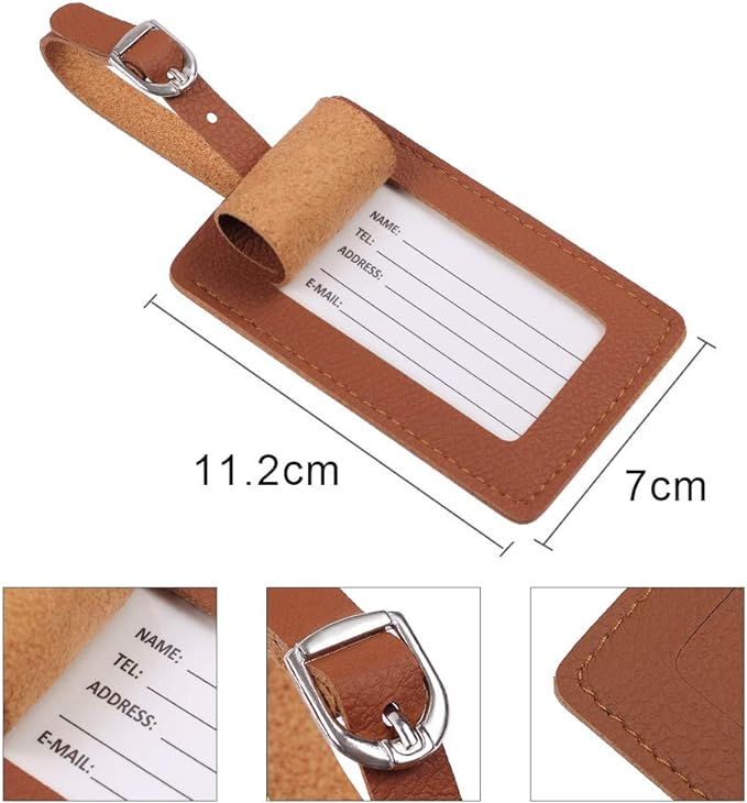 Leather Luggage Tags 4 Pack Bag Suitcase Labels