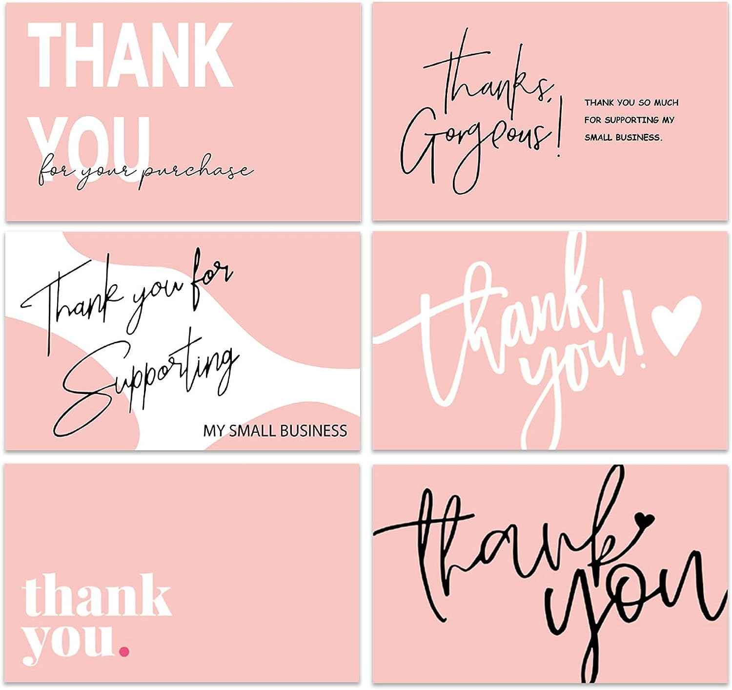 300PCS Thank You For Supporting My Business Cards Pink - TTpen