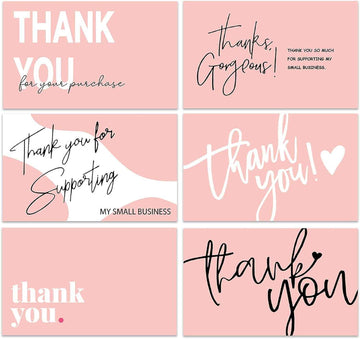 300PCS Thank You For Supporting My Business Cards Pink - TTpen
