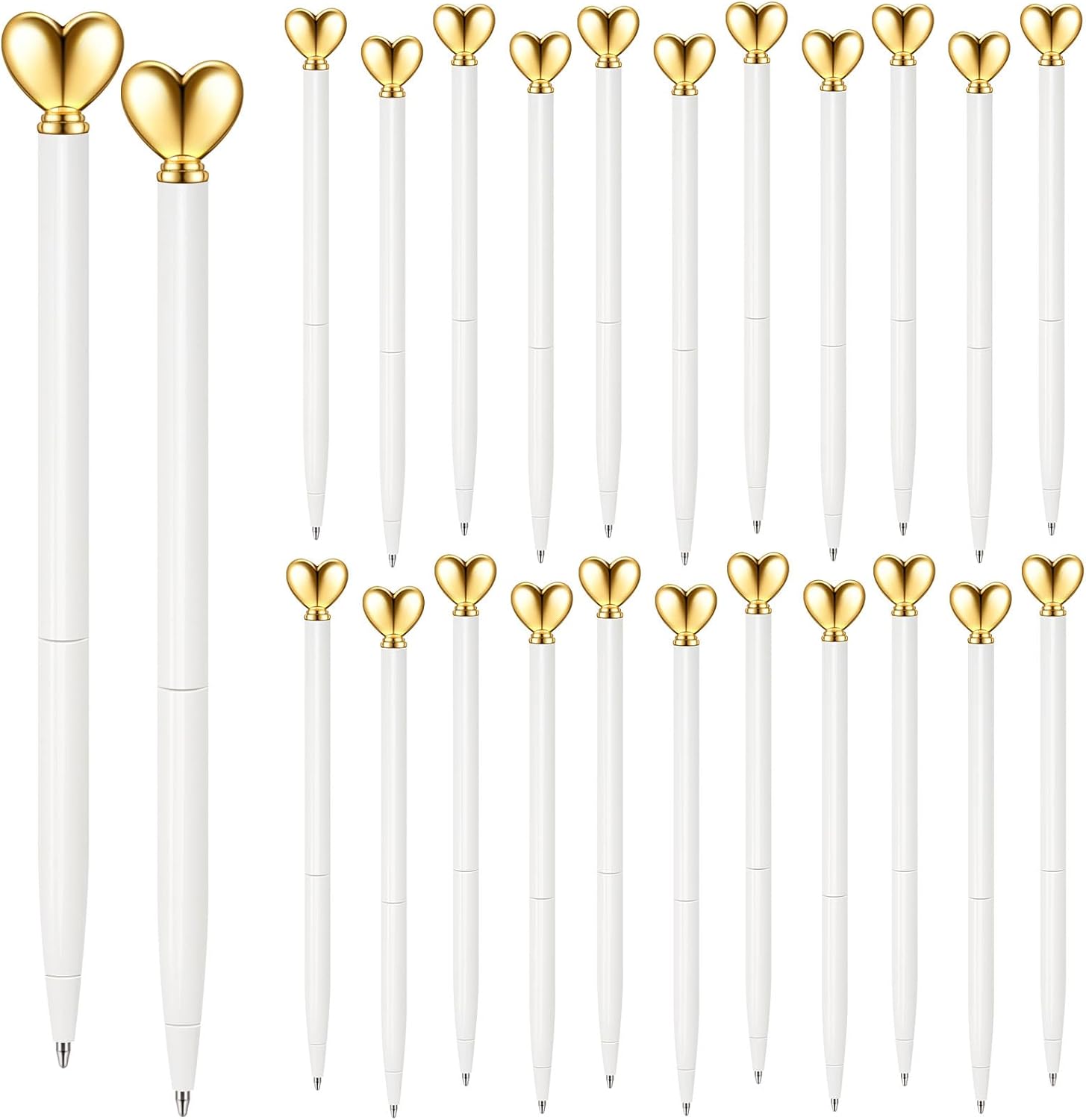 24Pcs Heart Shaped Retractable Metal Ballpoint Pens
