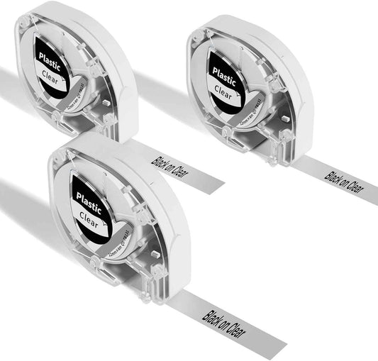 Label Tape (12mm X 4m),Black on Clear,for DYMO Letra Tag Phomemo P12 - TTpen