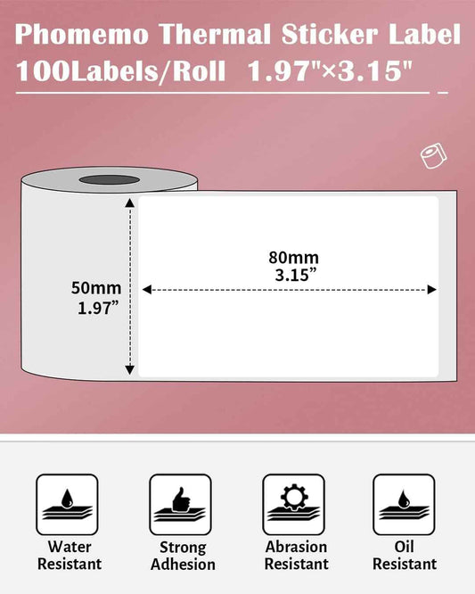 Phomemo Thermal Labels for M110/M221/M220/M120/M200,50x80mm - TTpen