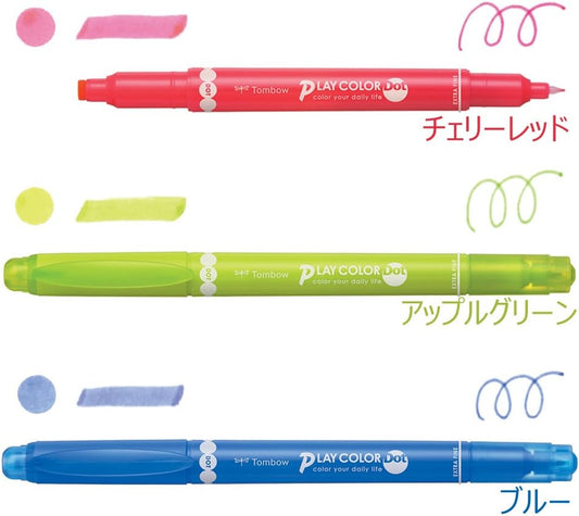 Tombow Play Color Dot Pen Water Based Marker,3 Colors Set A