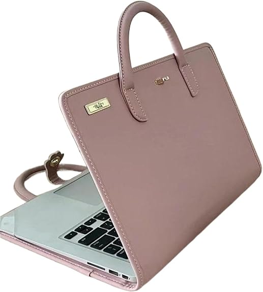 Pink PU Laptop Protective Case Sleeve With Handle
