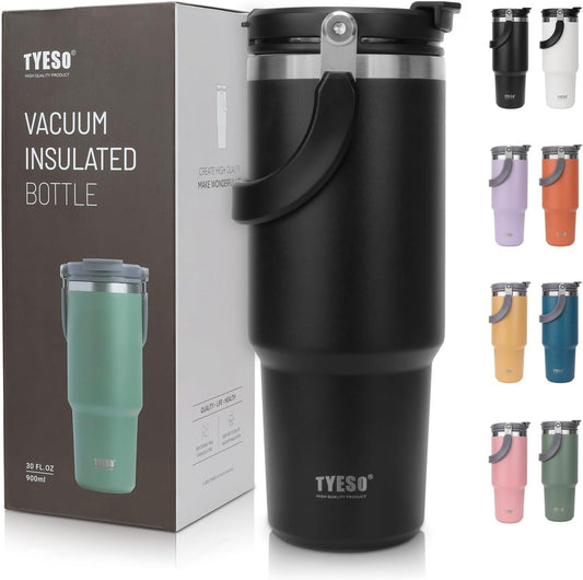 Tyeso 20/25/30 oz Insulated Tumbler with Handle and Straw Lid