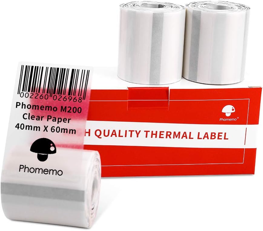 Phomemo M200/M110S Clear Adhesive Thermal Label,40mm X 60mm