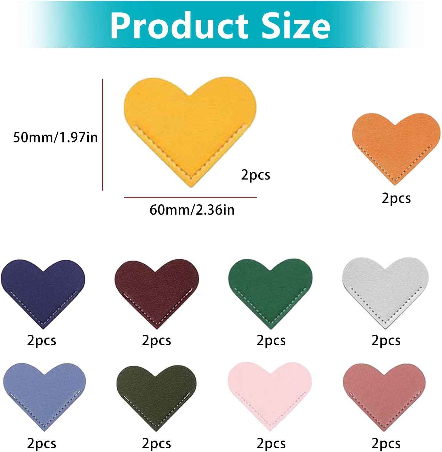 20Pcs Cute Leather Heart Bookmark,Corner Page Bookmark Clips - TTpen