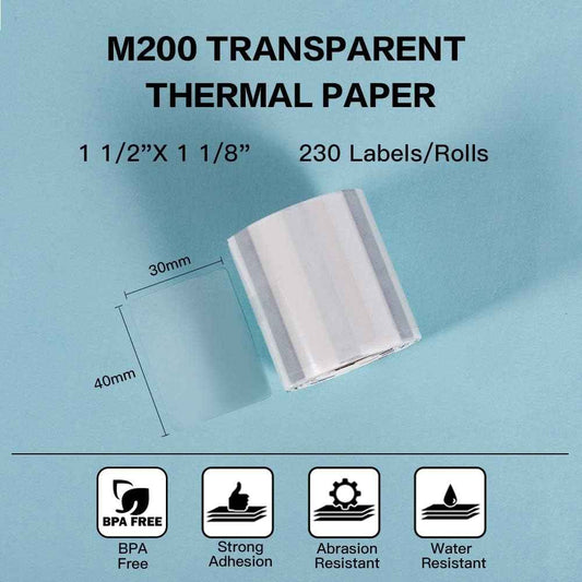 Phomemo M200/M110S Clear Adhesive Thermal Label,40mm X 30mm - TTpen