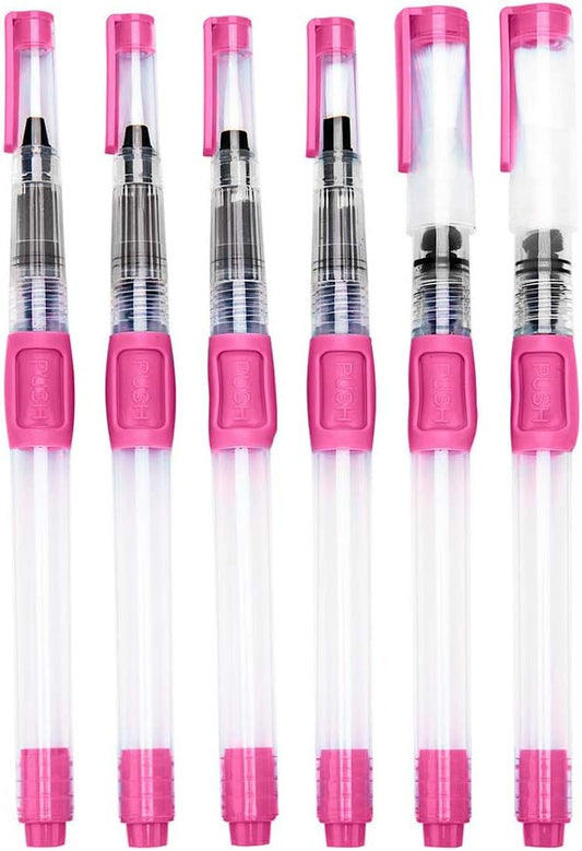 Watercolor Brush Pens 6 Pack for Water Soluble Colored Pencil Pink