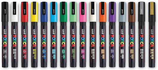 Uni Posca verfmarker PC-3M - fijne punt - set van 16 kleuren