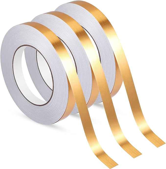 3 Rolls Self Adhesive Metalized Polyester Film Tape Gold 10MM - TTpen