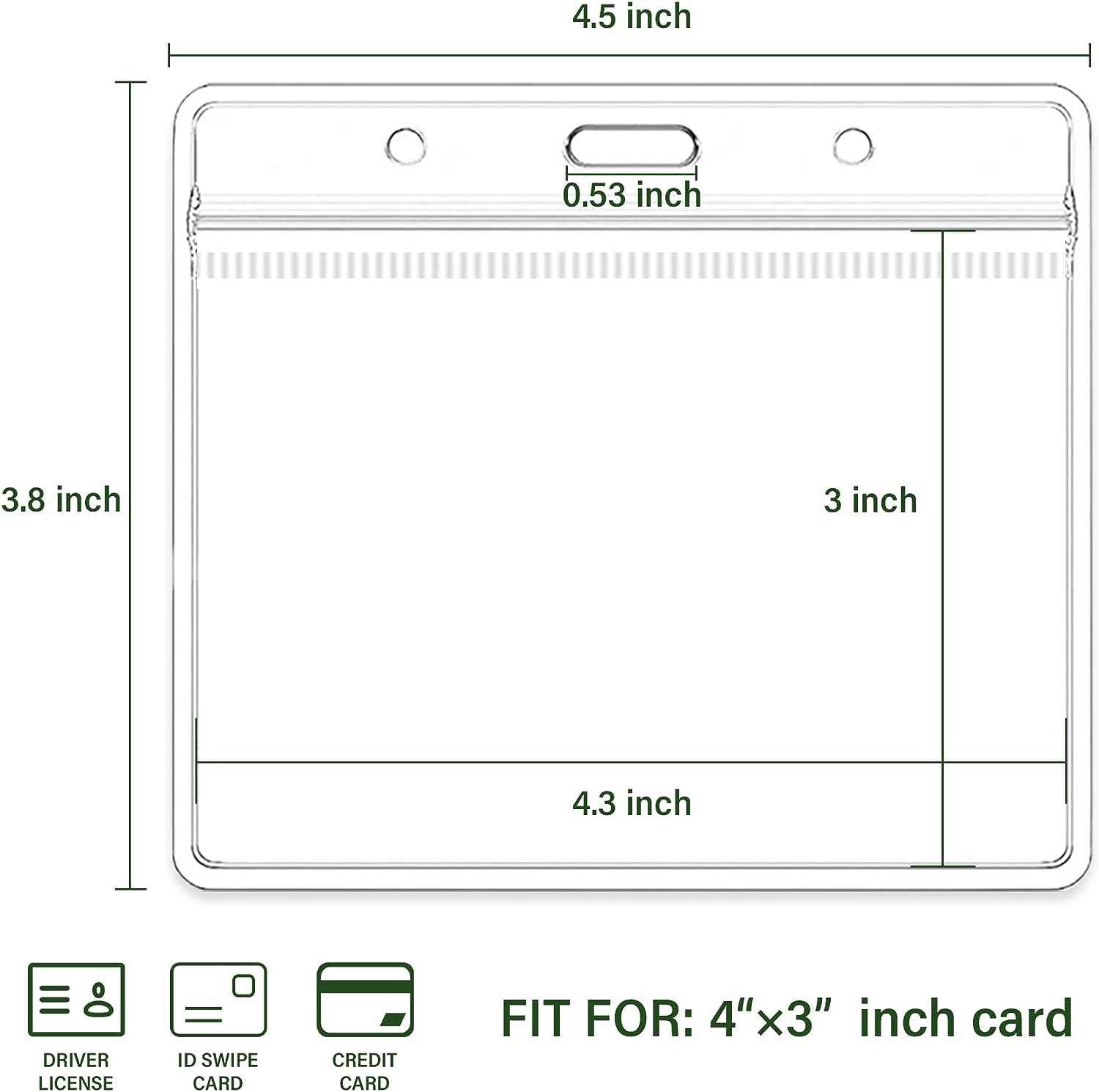 50Pcs Clear Plastic Horizontal Name ID Card Badge Holders,4x3 Inches - TTpen