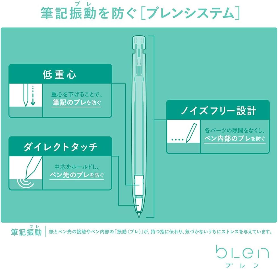 Zebra Blen Oil-Based Ballpoint Pen,White Shaft,Blue Ink,10 Pieces