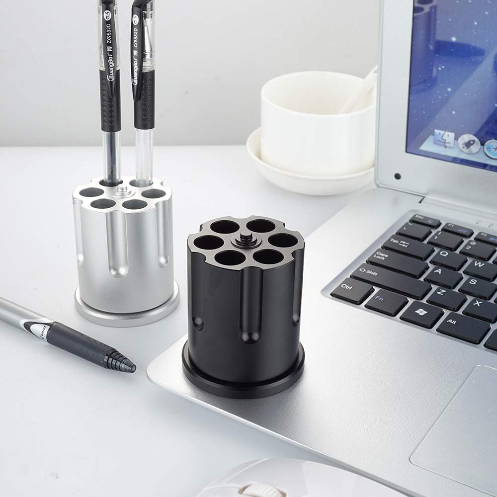 Aluminum Rotating Revolver Pen Holder with 6 Holes
