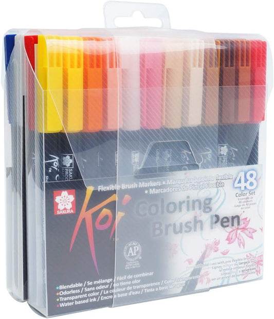 SAKURA Koi Colouring Brush Pen Set 48 Color Pens