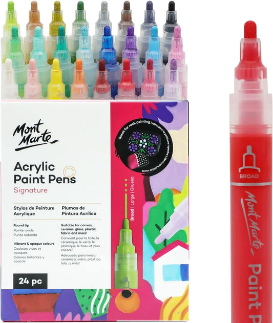 Mont Marte Signature Acrylic Paint Pens,24 Piece,Round Tip (3mm)
