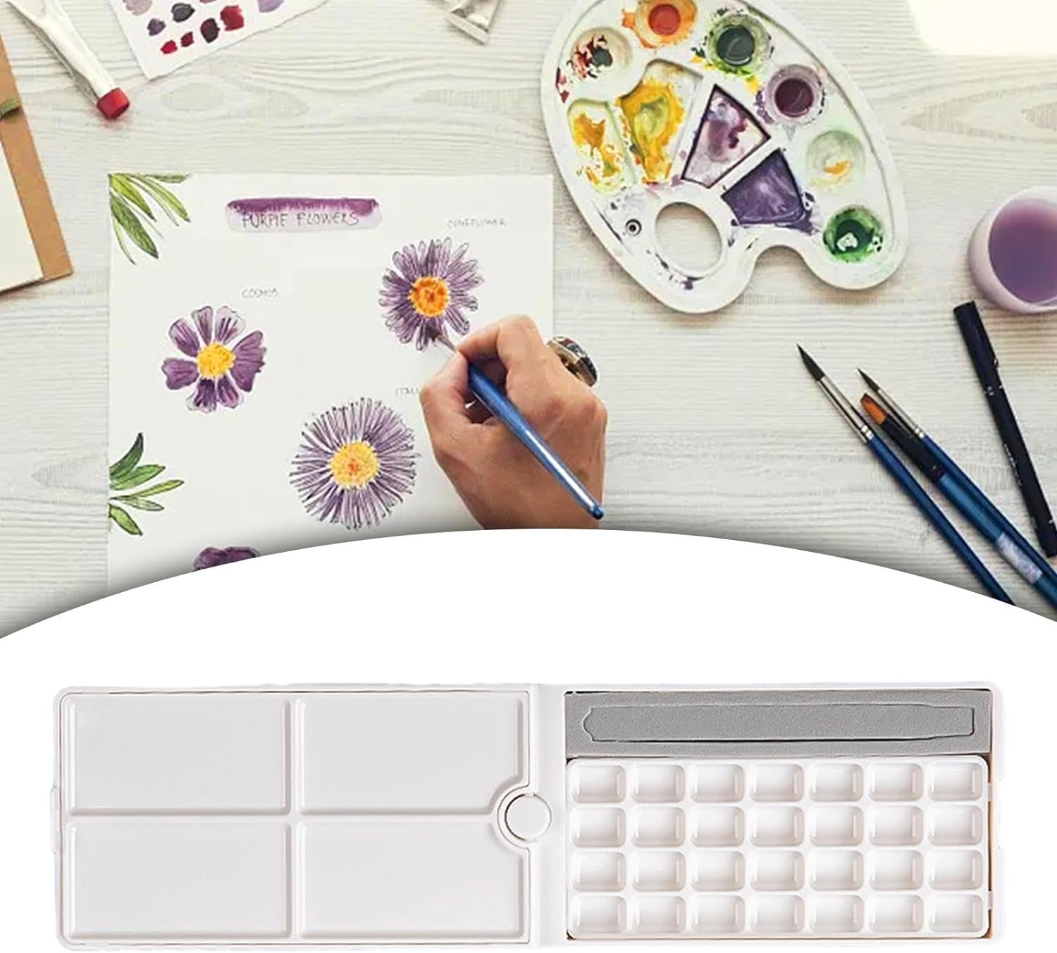 Watercolor Palette Gouache Mixing Tray Leakproof