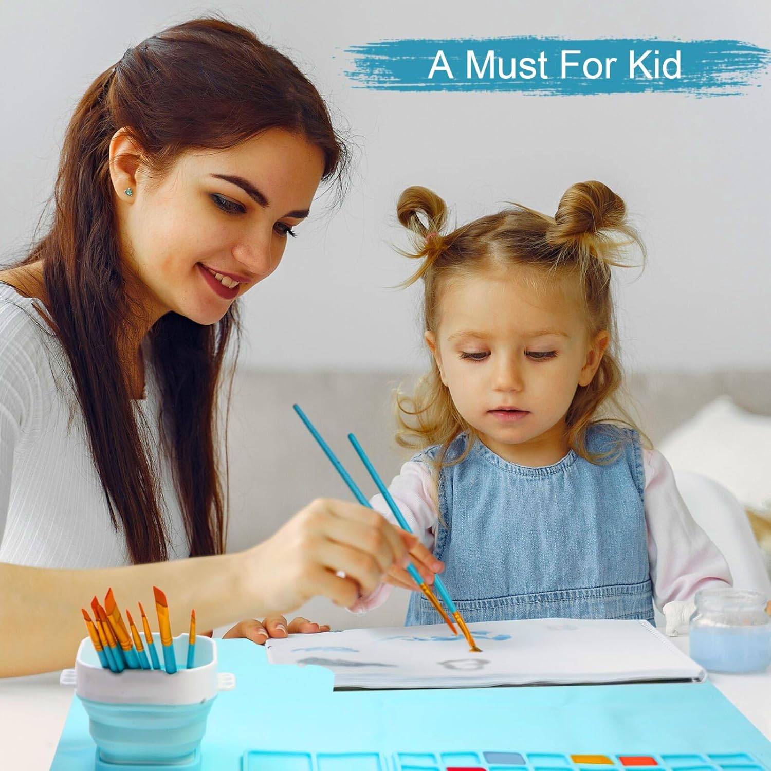 Kids Silicone Art Painting Mat with Water Cup Brushes