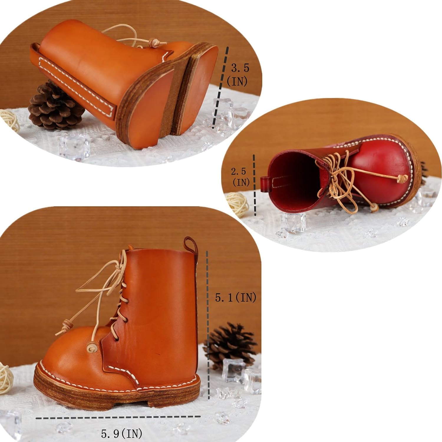 Leather Cowhide Shoes Desktop Decorative Pen Holder Organizer