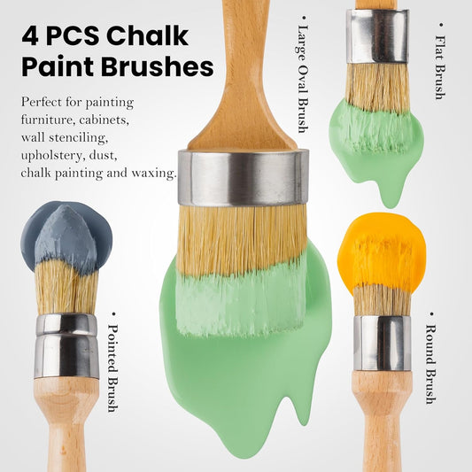 4pcs Chalk and Wax Paint Brush Furniture Set
