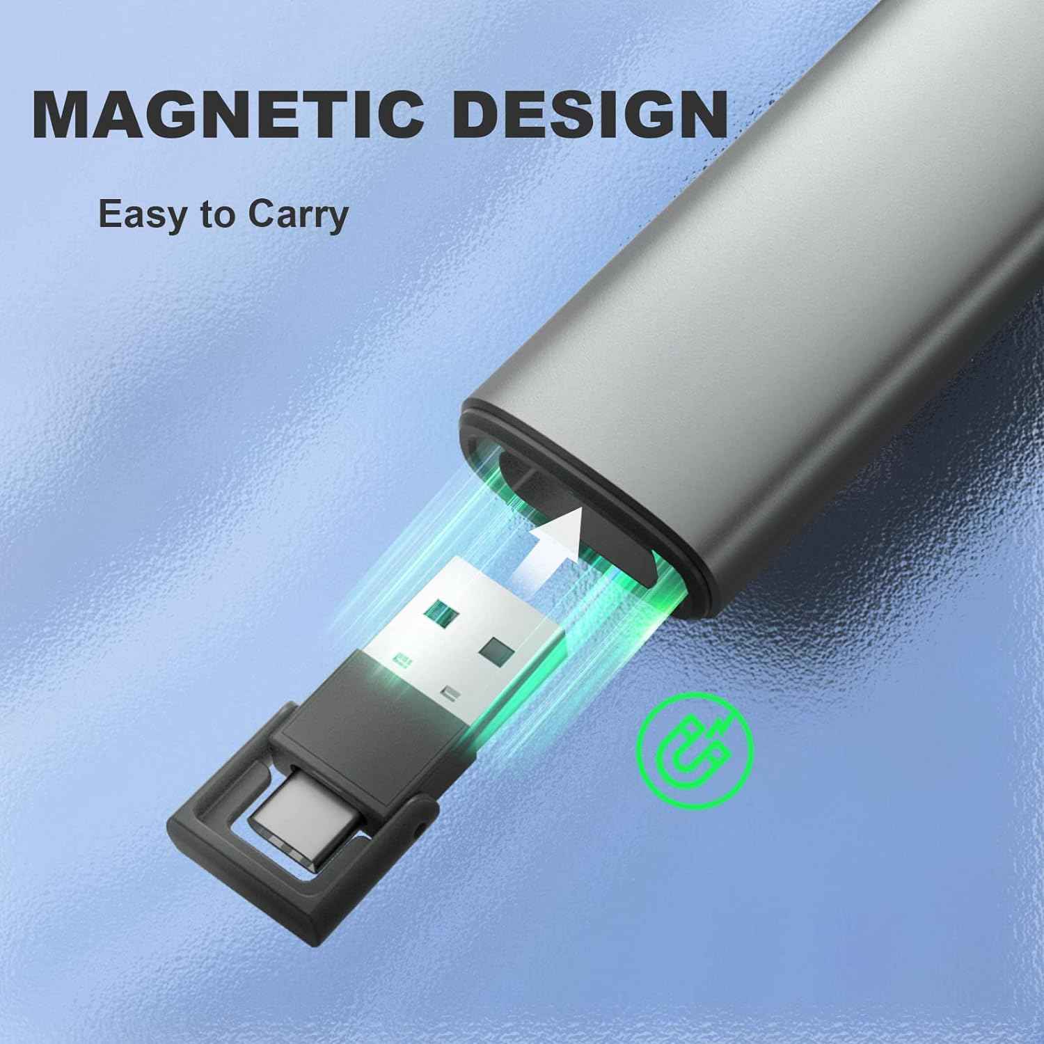 Rechargeable Green Laser Pointer Presentation Clicker for Laptop PowerPoint - TTpen