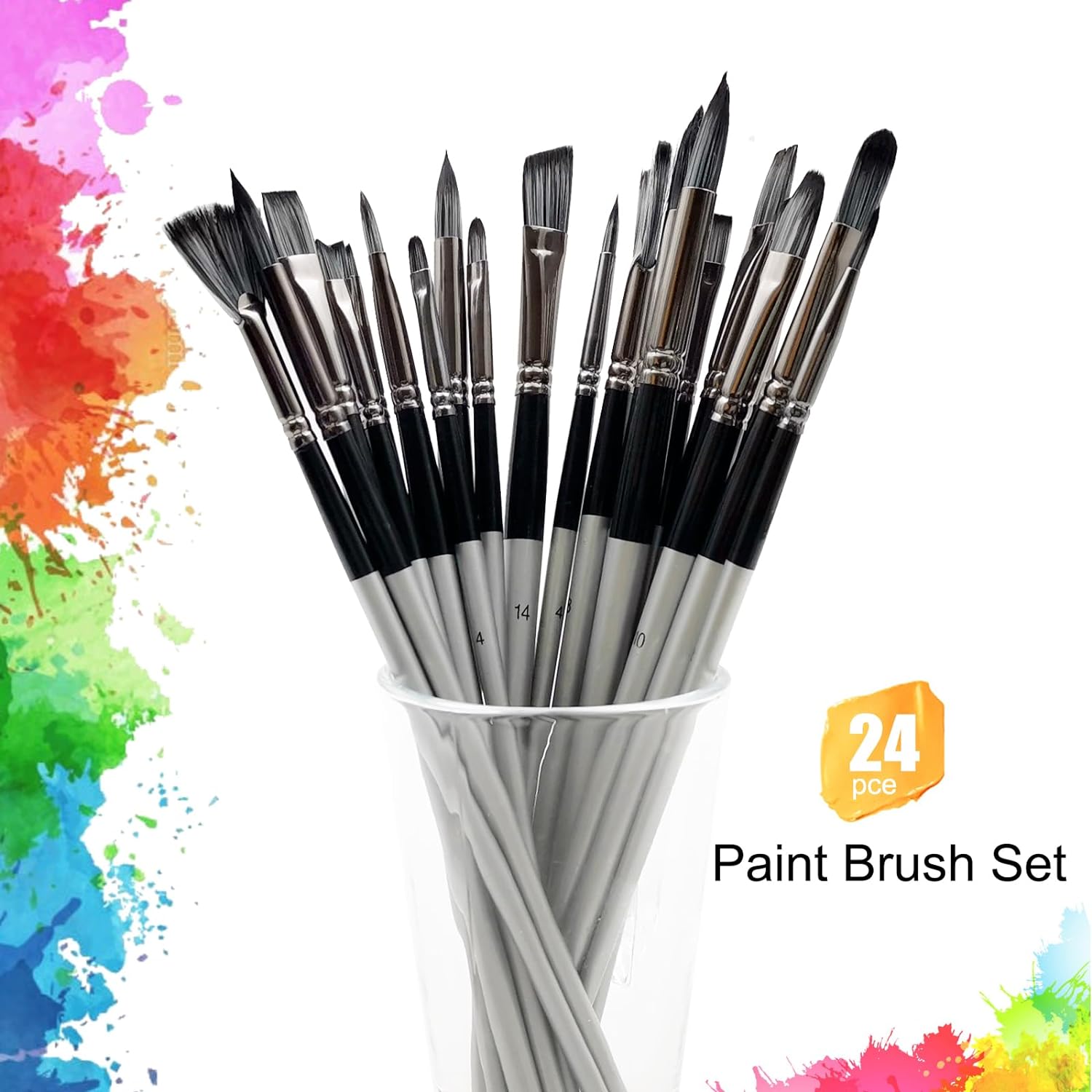 24PCS Acrylic Paint Brushes Roll Set