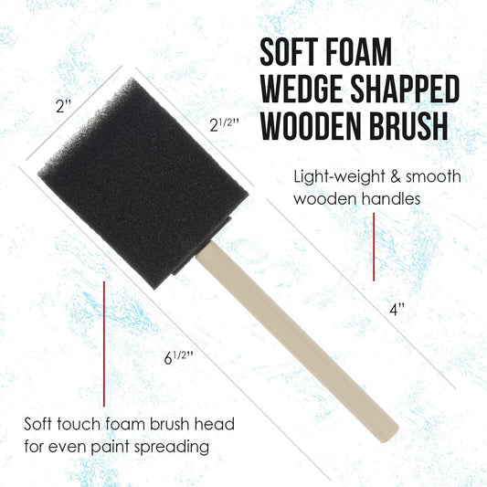 2 inch Foam Sponge Wood Handle Paint Brush Set