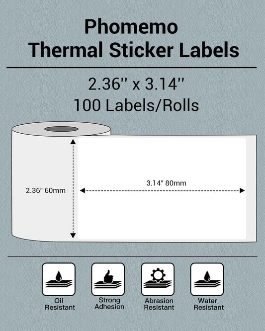 Phomemo Thermal Sticker Labels,60x80mm,for M221/M220/M200 - TTpen