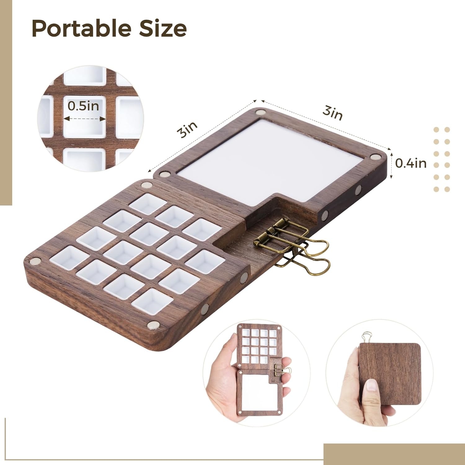15-Well Portable Sketchbook Palette with Clip
