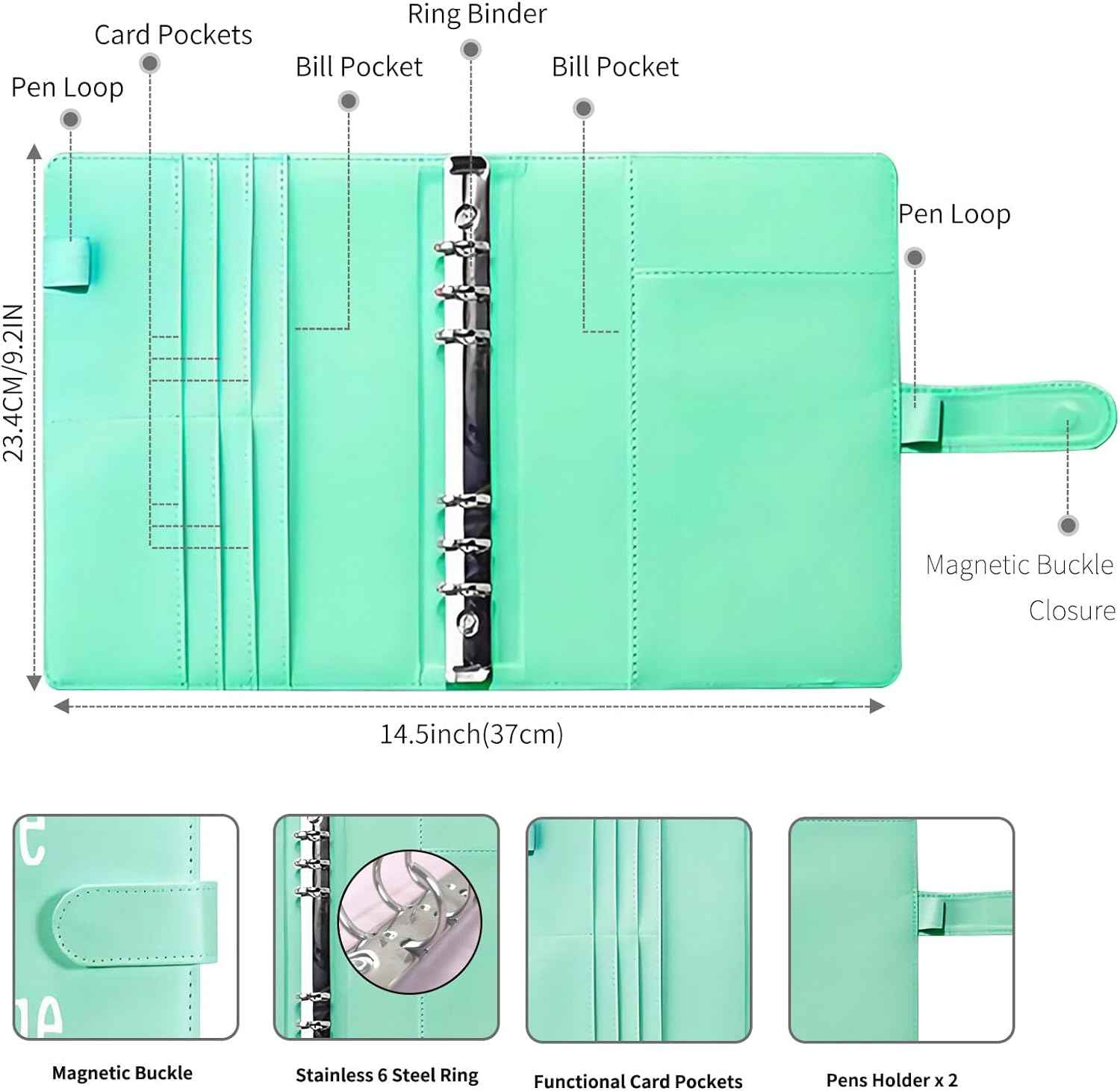 100 Day Challenge A5 Money Saving Budget Binder Green - TTpen