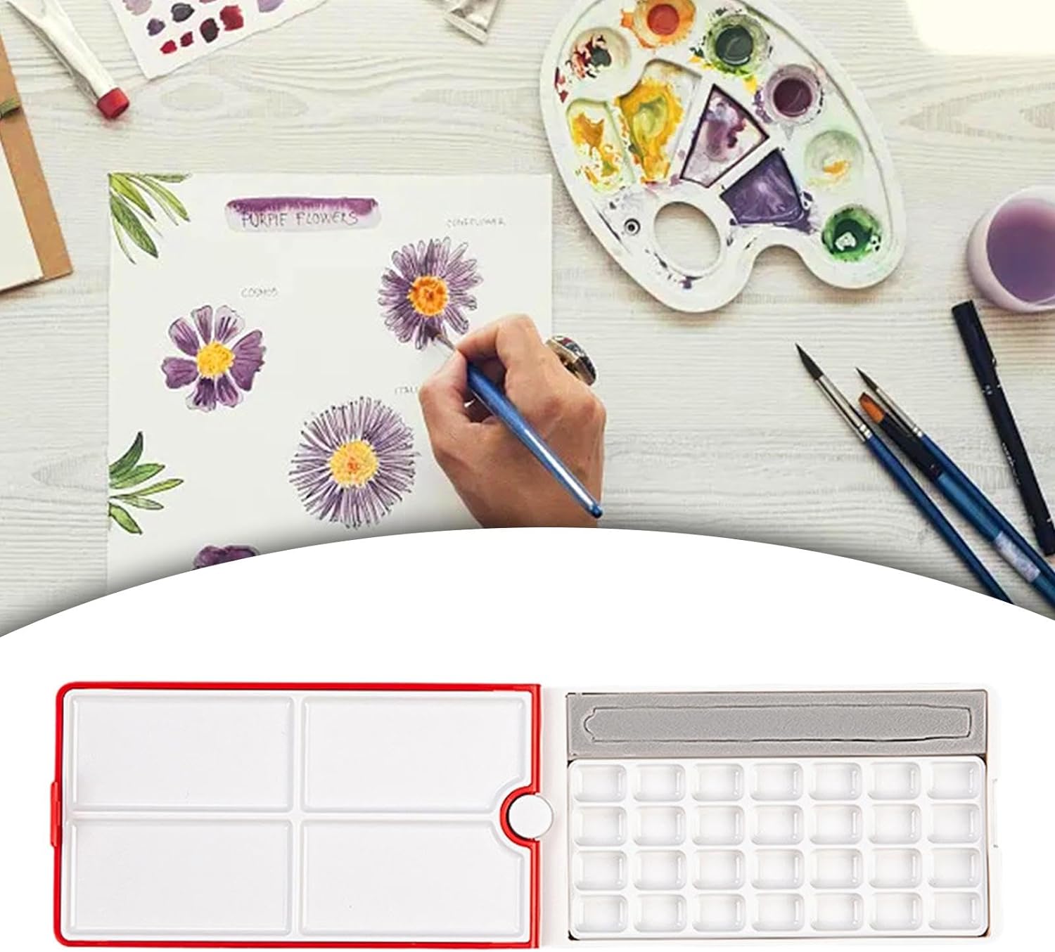 Watercolor Palette Gouache Mixing Tray Leakproof