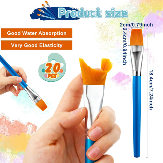 20pcs Big Paint Art Brushes with Wooden Handle for Acrylic Watercolor