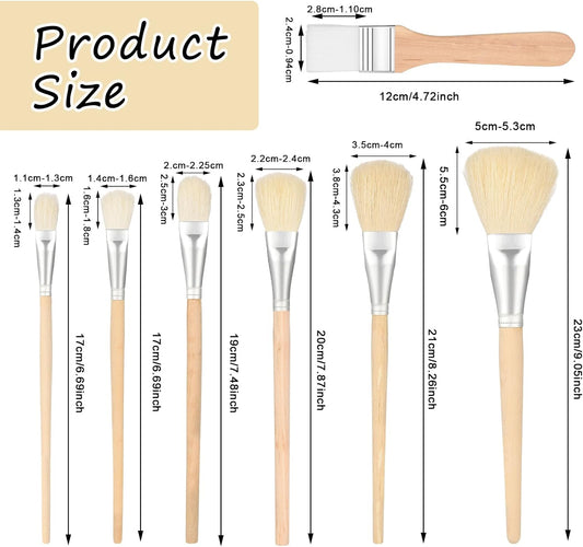 7PCS Mop Art Brushes for Acrylic Painting Goat Hair