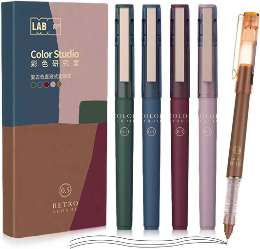 5Pcs Liquid Rollerball Pens Ultra Fine Point Black Ink,Vantage Color - TTpen