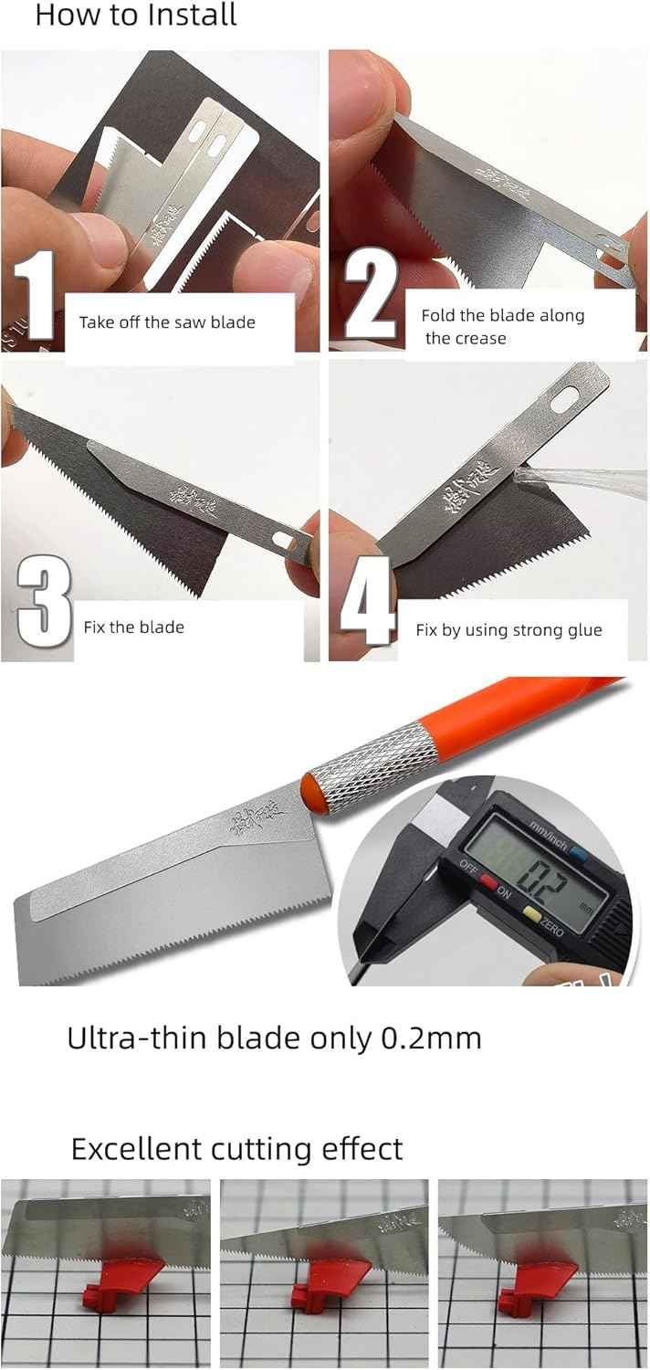 DSPIAE 2 Handles and 4 Blades Mini Hand Saws for Model