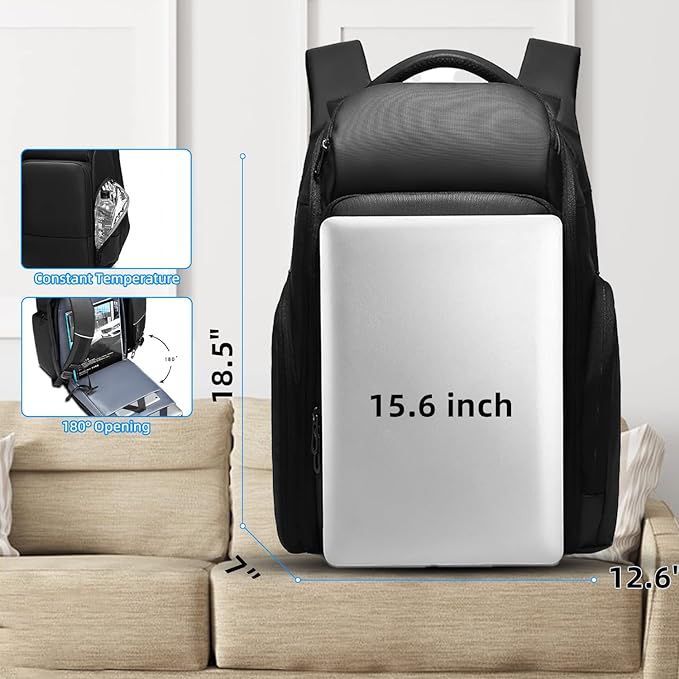 Eurcool Laptop Backpack for Men,15.6 inch Travel Business Anti-theft Black Bag