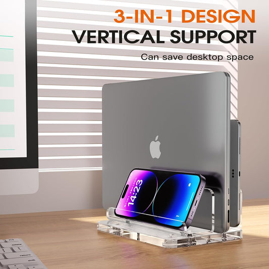 3 IN 1 Acrylic Vertical Laptop Stand