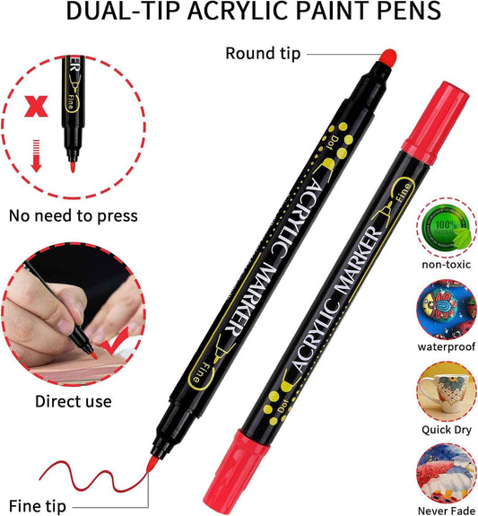 Guangna 60 Colors Acrylic Paint Markers Dual Tip(1-5mm) - TTpen