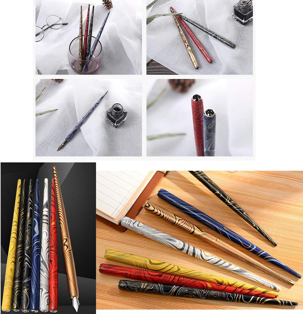 Manga Gothic Dip Calligraphy Drawing Pen Kit 7 Color Stripes