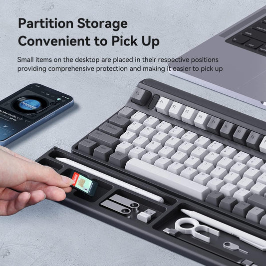 Keyboard Wrist Rest Pad Support with Desktop Partition Storage Case