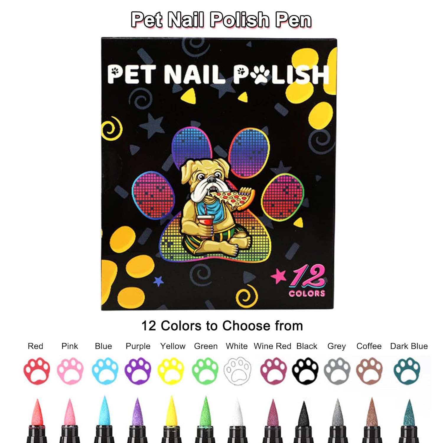 12 Colors Pet Nail Polish Marker Pens