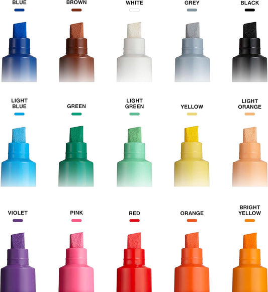 Uni Posca Paint Marker PC-8K,Broad Chisel Tips,15 Colors