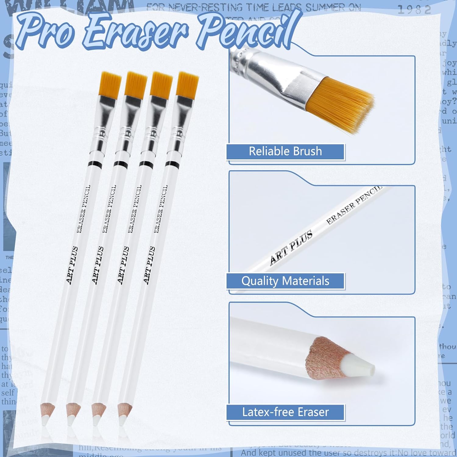 12 Pack Eraser Pencil with Brush