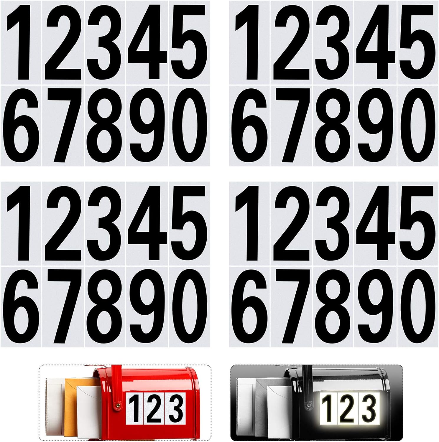 40pcs Mailbox Number 0-9 Sticker Decal Adhesive Black 3 Inch