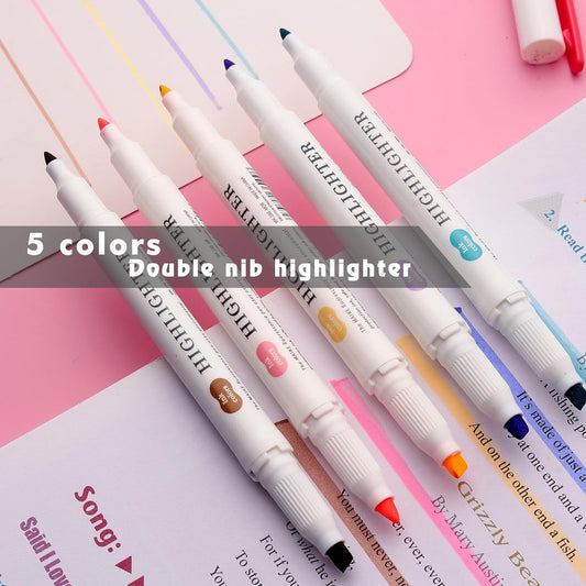 MAIKE Real Mild Pastel Highlighters 5 Warm Colors Markers