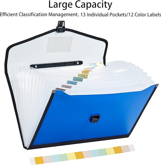 13-Pockets Expanding File Folder with Handle,Legal Size A4 FC