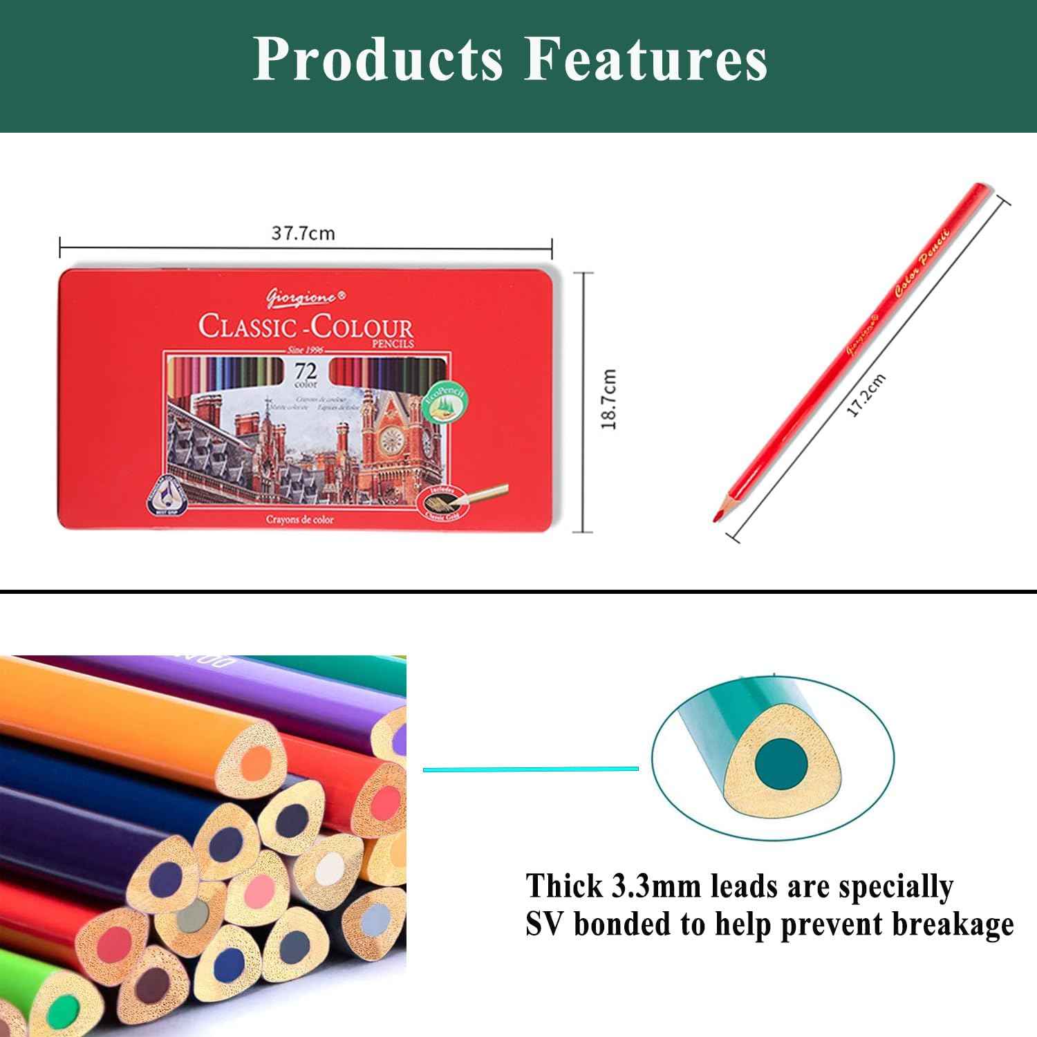 GIORGIONE 36 Classic Colour Pencils Oil Based Tin Box - TTpen